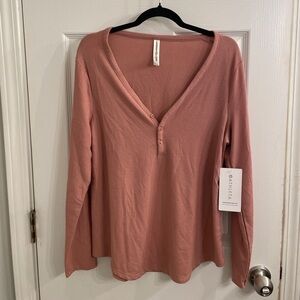 Athleta Waffle Knit Wind Down Sleep Top in Mauve, Size L